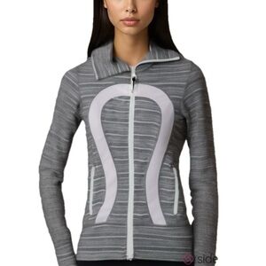 Lululemon Grey and Purple Stride Jacket Striped SZ 6